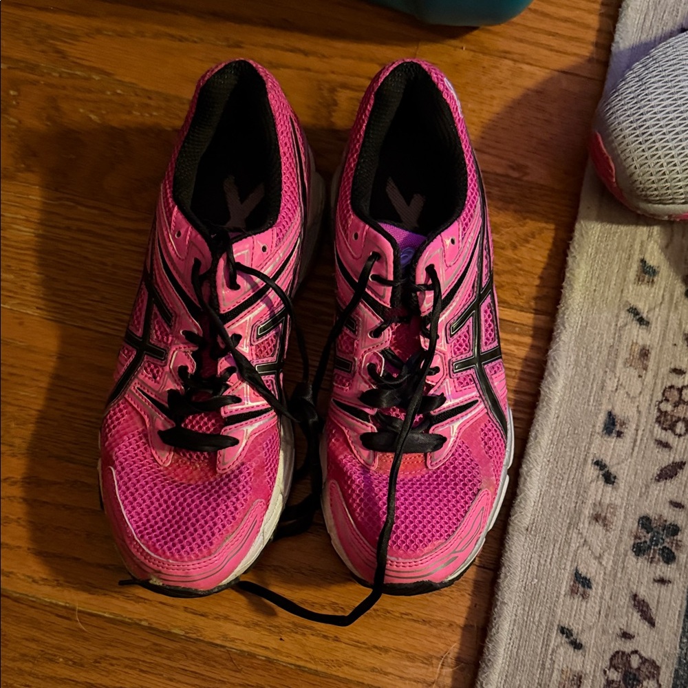 Asics Women's Pink and Black Athletic Shoes